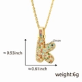Letter K pendant with colorful zircon stones on gold rope chain necklace for women - Letter K