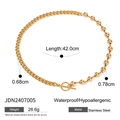 Gold-plated stainless steel toggle clasp necklace with mixed curb and ball chain links - Gold