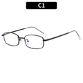 Occhiali vintage neri in metallo C1 con montatura sottile e lenti anti luce blu - Nero