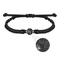 Black woven I Love You 100 languages projection bracelet with adjustable cord strap - Black Projection Bracelet - In Stock