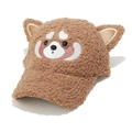 Dettaglio del cappello in pile marrone con orecchie 3D e ricamo viso d'orso simpatico - M (56-58cm) / Marrone