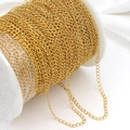 18K gold plated copper O-link chain on white spool for DIY jewelry making and crafts - 2.3mm 145 Extension Chain / Thick Silver
