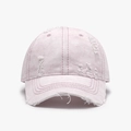 Gorra de béisbol de algodón lavado púrpura con agujeros desgastados y flecos - Rosa(25A250)