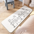 Cartoon white plush rug with rabbit sketches for kids bedroom floor decoration - Rabbit Manor