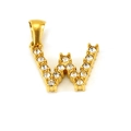 Gold plated 18K stainless steel letter W pendant with sparkling zircon stones - Letter W Pendant