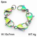 Five iridescent 18k gold plated 304 stainless steel lobster clasps 15x7mm DIY jewelry parts - Iridescent Lobster Clasp (KLJ8735-Z)