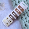 6-pack of matte rectangular snap hair clips in gradient brown and beige tones - Brown Gradient Rectangular Hair Clips 6Pcs Set (A7)