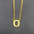 18K gold plated Cuban link chain necklace with minimalist capital letter O pendant - Letter O / Gold