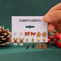 6er-Set Weihnachts-Ohrstecker mit Rentier, Baum und Schneeflocken-Motiven - 6er-Set Weihnachts-Ohrringe (06 KC Gold K-685)