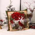 Weihnachtskissenhülle mit Vogel und roter Schleife für festliche Sofadekorationen - Weihnachtskranz-Stil (A-GS12)