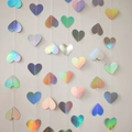 Iridescent laser heart paper garland hanging decoration for wedding party event backdrop - 4m Iridescent Heart Garland