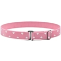 Pink elastic kids belt with white heart pattern and adjustable metal buckle - Pink Heart