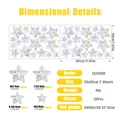 Suncatcher star decals set LS23008 showing detailed dimensions and 36 piece pack layout - LS23008 Five-Pointed Stars