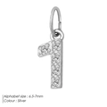 Silver number 1 pendant with round zircons, 7mm jewelry accessory for DIY necklaces - 1-Silver