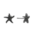 Orecchini a perno a forma di stella marina in argento vintage con texture dettagliata - Stile Stella Marina Argento Antico (CYE0718) / Argento