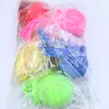 Five-color silicone tea infuser set with hanging ropes in bulk packaging - Octopus 5pcs