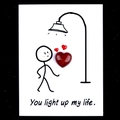 Greeting card with red heart gemstone and You Light Up My Life message illustration - Red Agate
