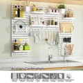 White modular pegboard kitchen storage set with boards, hooks, and diverse shelves - White Long Board Set 6 / White