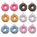 Set di 12 ciondoli a forma di ciambella in resina colorata con anelli per gioielli fai da te - Set di 12 Ciambelle Miste