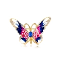 Elegant gold butterfly brooch with blue-pink enamel wings and pearl accents - KC0015 Blue
