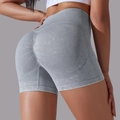 Light gray seamless high-waisted yoga shorts with scrunch butt lifting effect - Light Gray