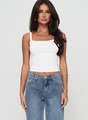 White lace trim knitted camisole crop top for women in Y2K aesthetic style - White