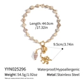 Dimensiones detalladas del collar de perlas marinas con colgantes de concha y pulpo - Estilo Colgante de Pulpo Caracola Espiral (YYN025296)