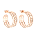 Pendientes de aro triple en oro rosa estilo francés vintage para mujer - Estilo Oro Rosa (KE109390-KFC)