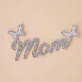 Pack of 5 Mom rhinestone patches with pearls and butterflies for cake decoration - Felt Rhinestone Mom Butterfly (5 Pcs)