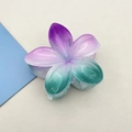 Plumeria flower hair claw clip in purple and blue gradient resin for women's updos - Frangipani Hair Clip / 8x7x4cm / Purple and Peacock Blue Gradient