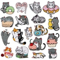 Set of 16 cute cartoon cat embroidery patches in colorful assorted styles for DIY - Set of 18 (Mixed Color Cats)