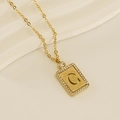 Collar de acero inoxidable chapado en oro de 18K con colgante letra G y cristales - Letra C