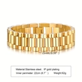 15mm wide gold-plated stainless steel watch strap link bracelet for men and women - 15mm: 22cm / Gold