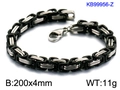 Men's two-tone stainless steel chain bracelet with black segments and lobster clasp - Black and Silver Bicolor (KB99956-Z)