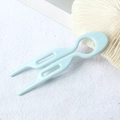 Macro shot of light blue U-shaped hair fork pin with a glossy resin finish and double teeth - 9cm Fishtail Double Prong (Sky Blue) / 9cm U-Shaped Hair Fork / Sky Blue