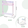 Detailed dimensions of iridescent acrylic earring organizer with 8 mini clothes hangers - Classic Iridescent