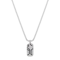 Hip hop silver pendant necklace with micro-paved black and white cubic zirconia crystals - Silver