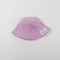 Purple children's sun hat with a decorative bow and handmade label on a clean background - CM8006 Embroidery Bow Series / Purple