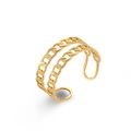 Golden double layer hollow pig nose chain open ring in minimalist stainless steel - Double Layer Chain Open Ring