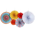 Rainbow striped and colorful dotted paper fans set for party and wedding decorations - Rainbow with White Dots