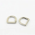 Pair of polished silver metal D-ring spring clasps for handbag and bag strap accessories - Inner Diameter 20mm / Silver