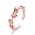 Elegant rose gold leaf ring with sparkling zircon stones in an open vine design - Rose Gold Vine Zirconia Open Ring (9234)