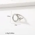 Adjustable silver hollow geometric stainless steel ring with ball detail, 1.36g weight - 62-Bead & Ring / Silver