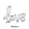 Silver love script foil balloon for Valentine decoration measuring 106x64cm size - Large Connected LOVE Silver
