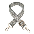 Detail of geometric diamond pattern strap with gold-plated metal swivel snap hooks - Beige Deep Grey Triangle