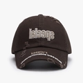Casquette de baseball en coton marron foncé vieilli avec broderie 3D et détails usés - Style Distressed (24A111) / café