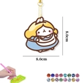 DIY diamond painting keychain featuring a cute cartoon girl in blue dress with tools - Alice Girl