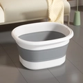Collapsible white and grey foot bath tub made of PP and silicone in a home setting - Grey-White (No Lid)