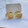 Vintage 18K gold-plated stainless steel stud earrings with irregular ripple design - Wave Texture Disc / 18K Gold