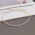 Bohemian handmade bracelet with pink seed beads and a central moonstone accent - Beige Rope/Moonstone Color Bead/Pink Purple Bead(BR0116)